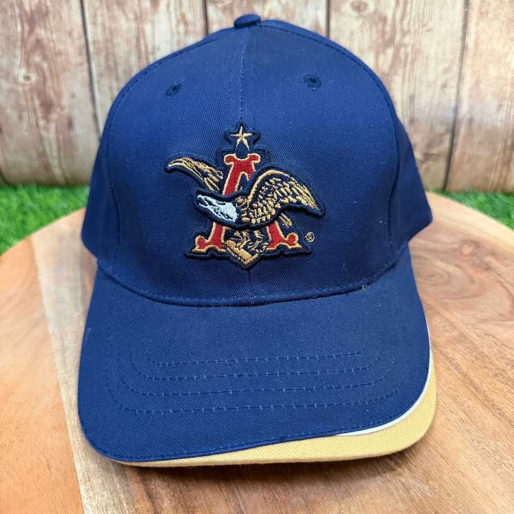 Anheuser Busch Eagle Logo Baseball Cap Mens One Size Blue Embroidered Vintage